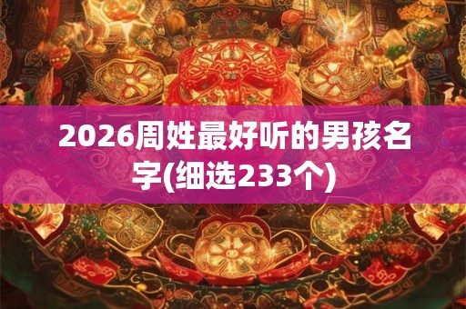 2026周姓最好听的男孩名字(细选233个) 2026周姓最好听的男孩名字(细选233个)