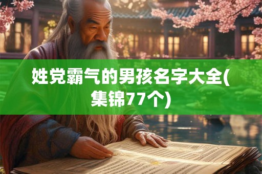 姓党霸气的男孩名字大全(集锦77个) 姓党霸气的男孩名字大全(集锦77个)