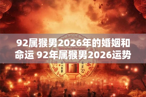 92属猴男2026年的婚姻和命运 92年属猴男2026运势详解 92属猴男2026年的婚姻和命运 92年属猴男2026运势详解