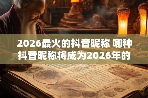 2026最火的抖音昵称 哪种抖音昵称将成为2026年的流行之选 2026最火的抖音昵称 哪种抖音昵称将成为2026年的流行之选