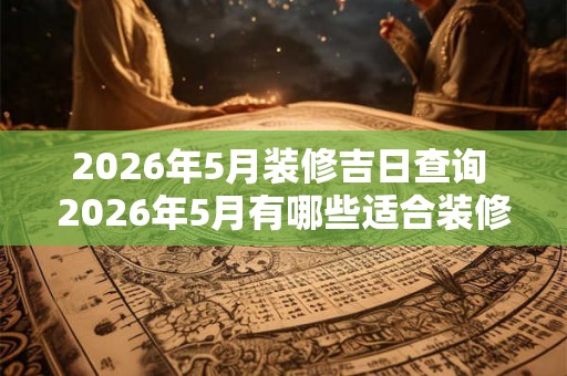 2026年5月装修吉日查询 2026年5月有哪些适合装修的吉日