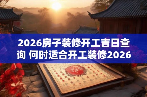 2026房子装修开工吉日查询 何时适合开工装修2026年的房子