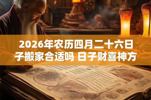 2026年农历四月二十六日子搬家合适吗 日子财喜神方位 2026年农历四月二十六日子搬家合适吗 日子财喜神方位