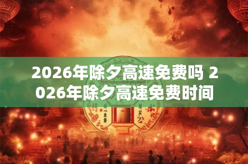 2026年除夕高速免费吗 2026年除夕高速免费时间