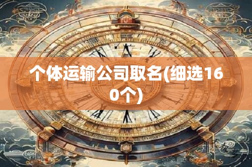 个体运输公司取名(细选160个)