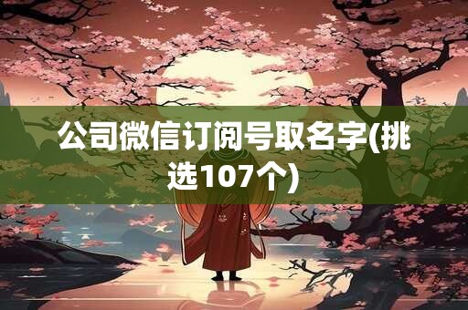 公司微信订阅号取名字(挑选107个)