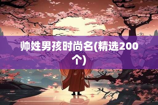 帅姓男孩时尚名(精选200个)