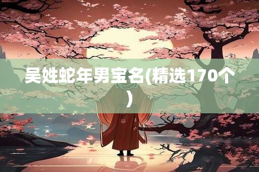 吴姓蛇年男宝名(精选170个)