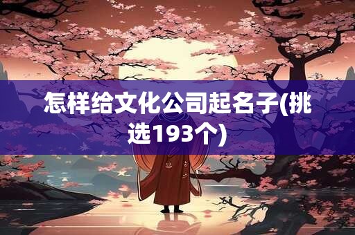怎样给文化公司起名子(挑选193个)