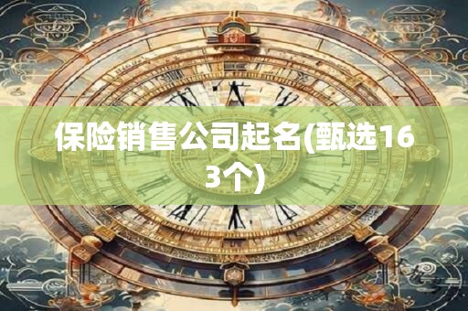 保险销售公司起名(甄选163个)