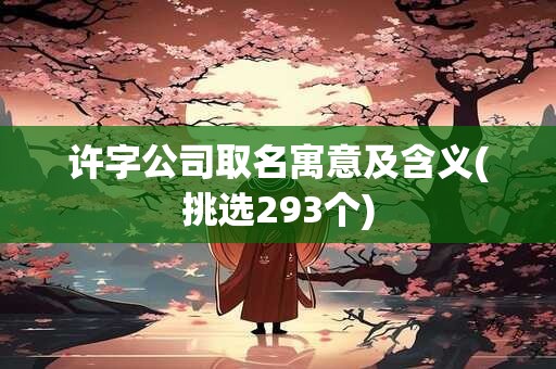 许字公司取名寓意及含义(挑选293个)