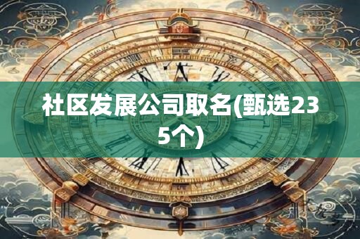 社区发展公司取名(甄选235个)