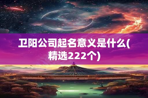 卫阳公司起名意义是什么(精选222个)