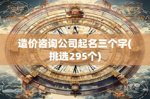 造价咨询公司起名三个字(挑选295个)