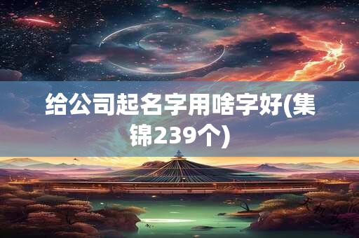 给公司起名字用啥字好(集锦239个)