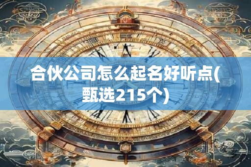 合伙公司怎么起名好听点(甄选215个)