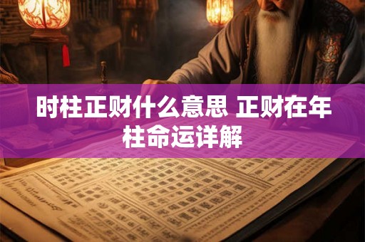 时柱正财什么意思 正财在年柱命运详解