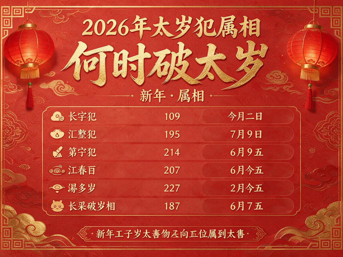 2026年太岁犯什么属相有什么,什么时候破太岁