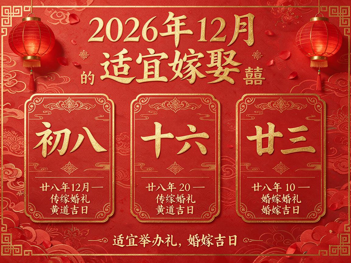 2026年12月适合嫁娶的黄道吉日有哪些