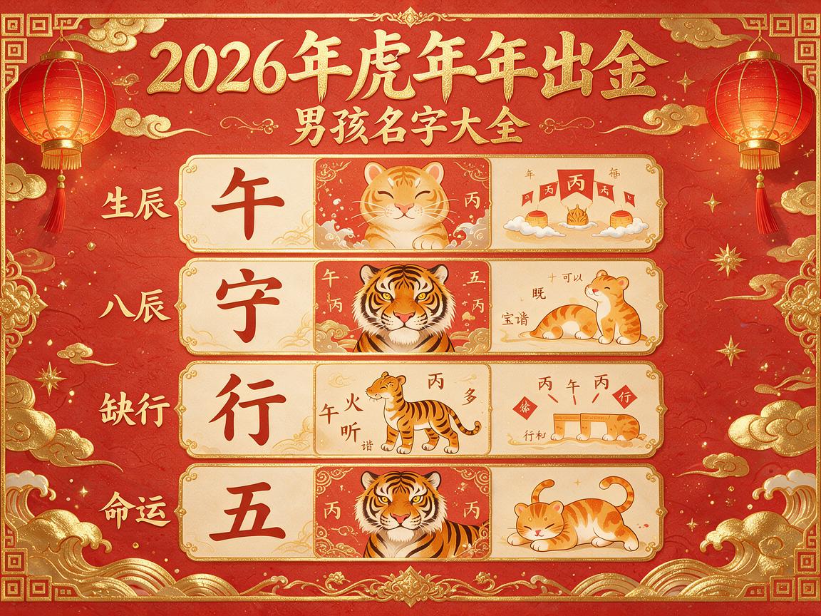 2026年虎年出生五行缺金的男孩名字大全