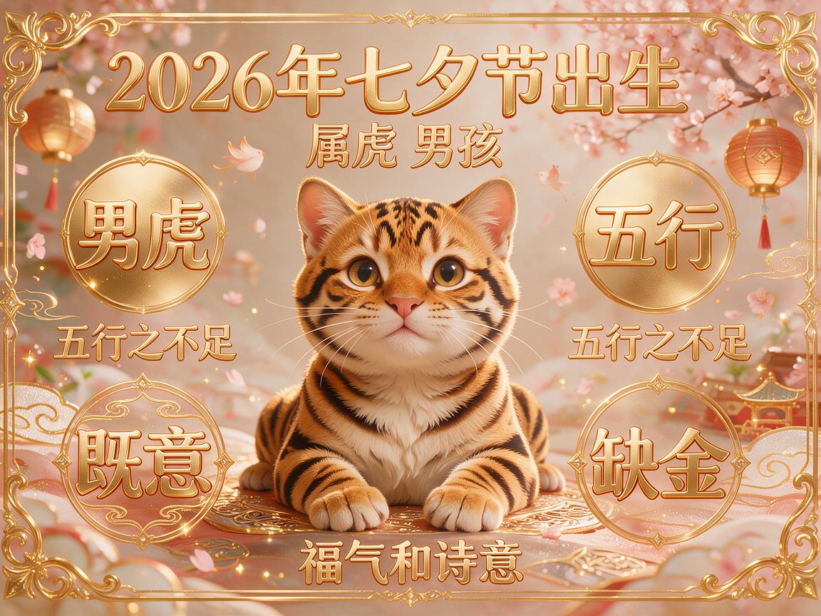 2026年七夕节出生属虎男孩五行缺金取名