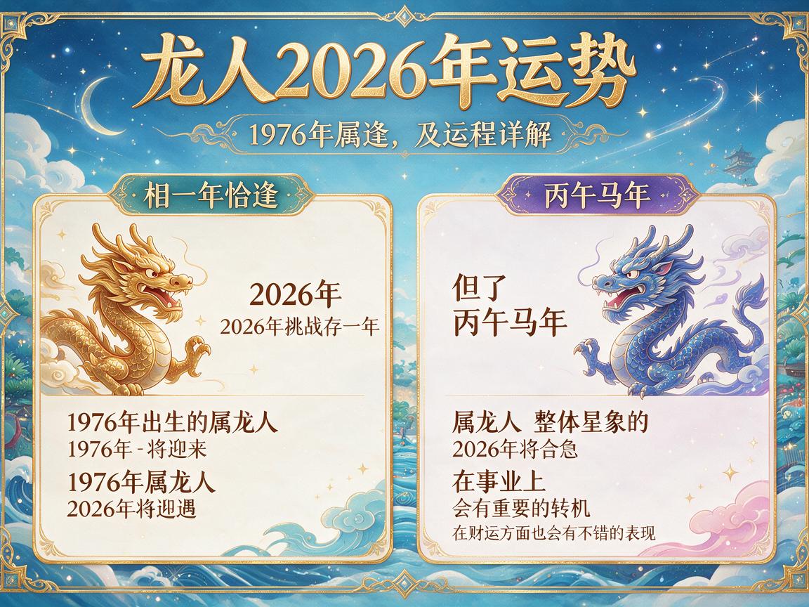 1976年属龙人2026年运势及运程详解 1976年属龙人2026年运势及运程详解