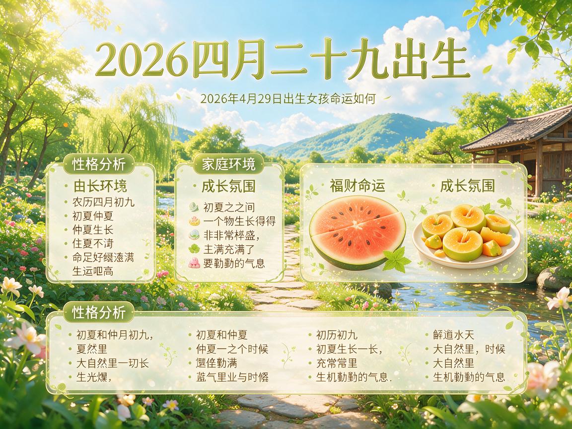 2026年农历四月二十九出生的女孩命运如何  性格分析