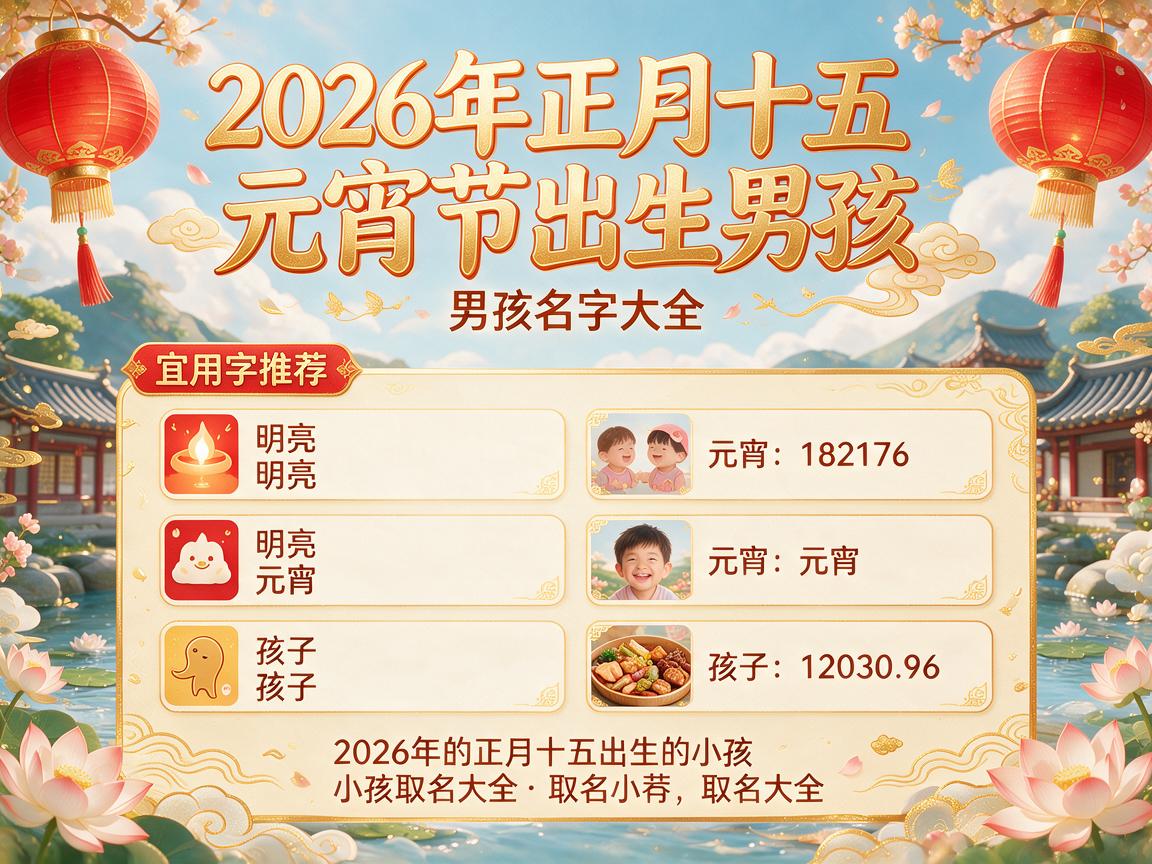 2026年正月十五元宵节出生的男孩名字大全 宜用字推荐