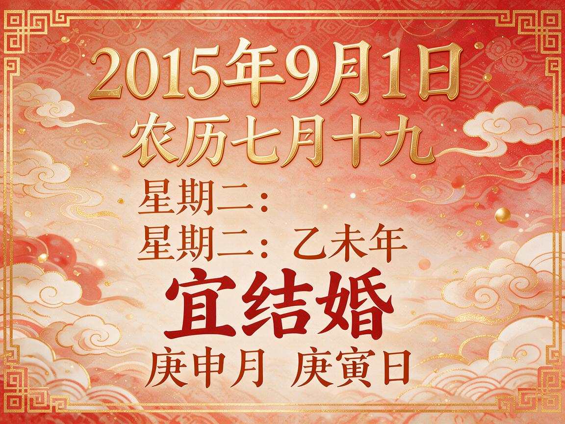 2015年9月1日黄历查询 农历多少 是什么日子 结婚吉时