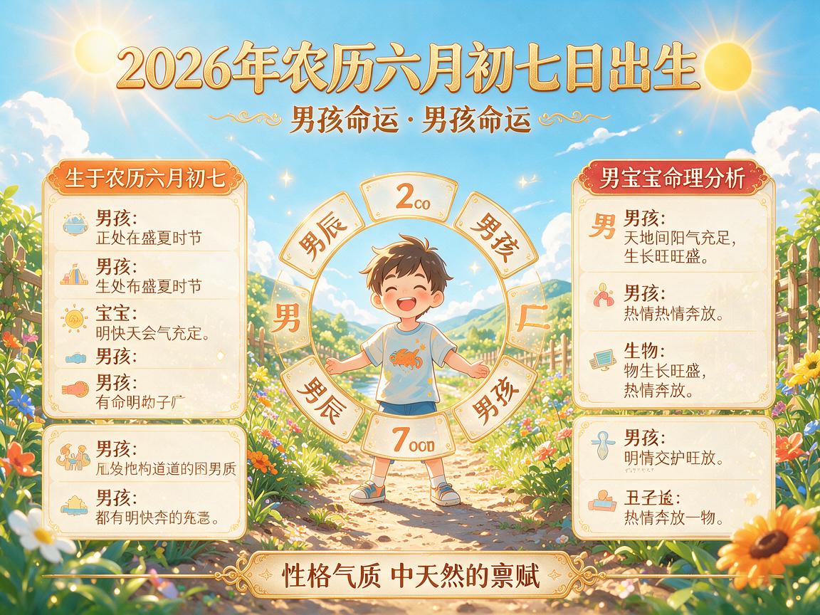 2026年农历六月初七日出生的男孩什么命运 生辰八字分析