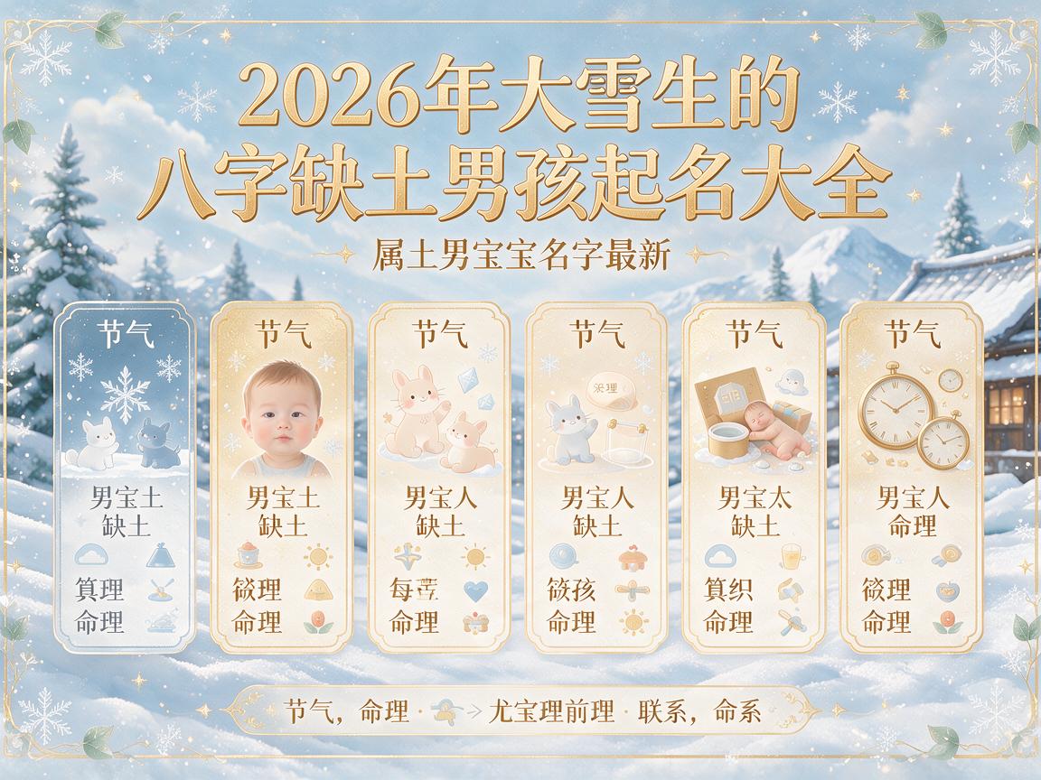 2026年大雪生的八字缺土男孩起名大全  属土男宝宝名字最新