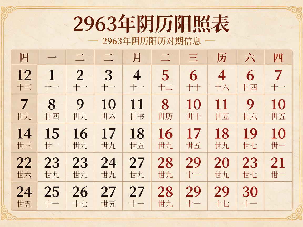 1963年阴历阳历对照表 阳历1963年和阴历1963年对照表