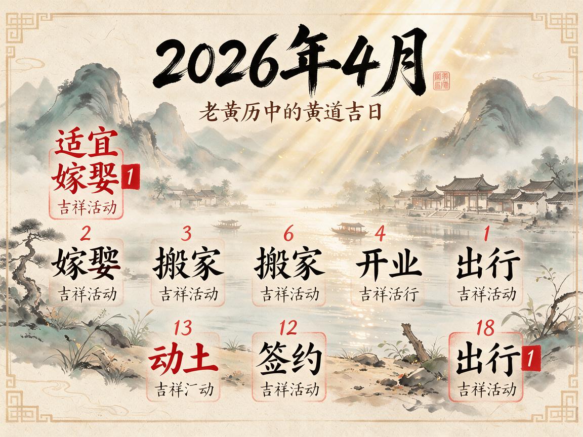 2026年4月号黄道吉日查询 2026年4月哪些日子是黄道吉日