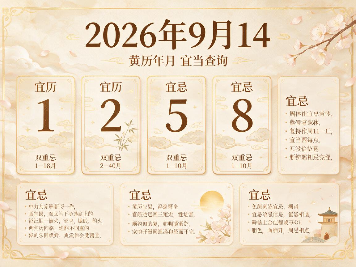 2026年9月14日黄历查询 农历多少 是什么日子 结婚吉时
