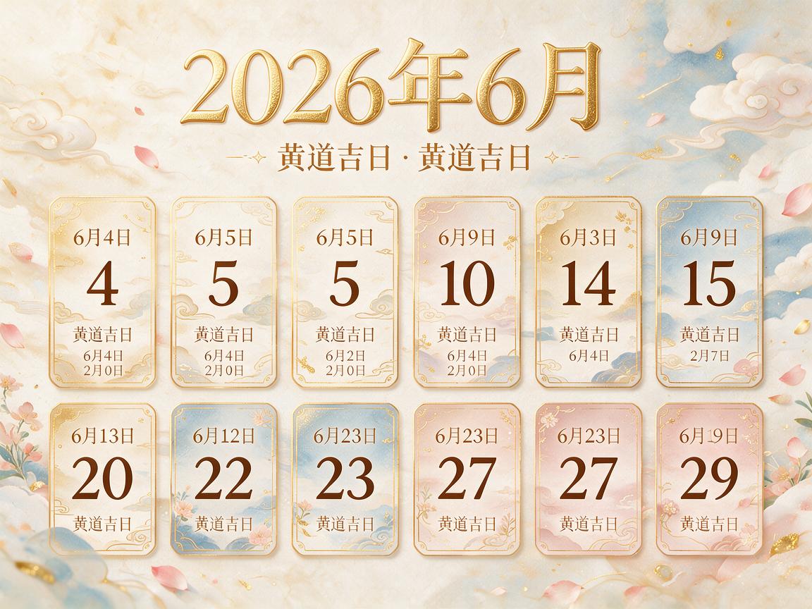 2026年6月黄道吉日有哪几天 2026年6月黄道吉日有哪些