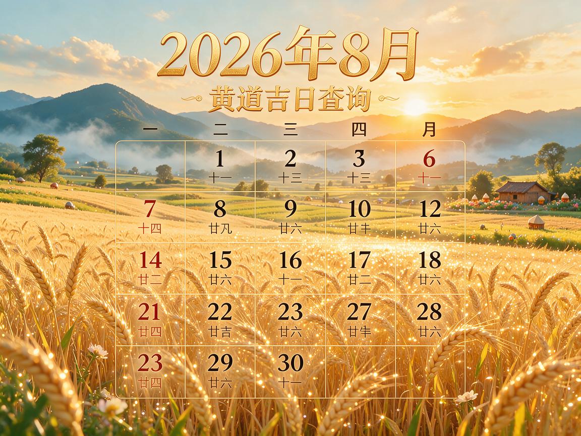 黄道吉日2026年8月份查询 2026年8月哪些是黄道吉日