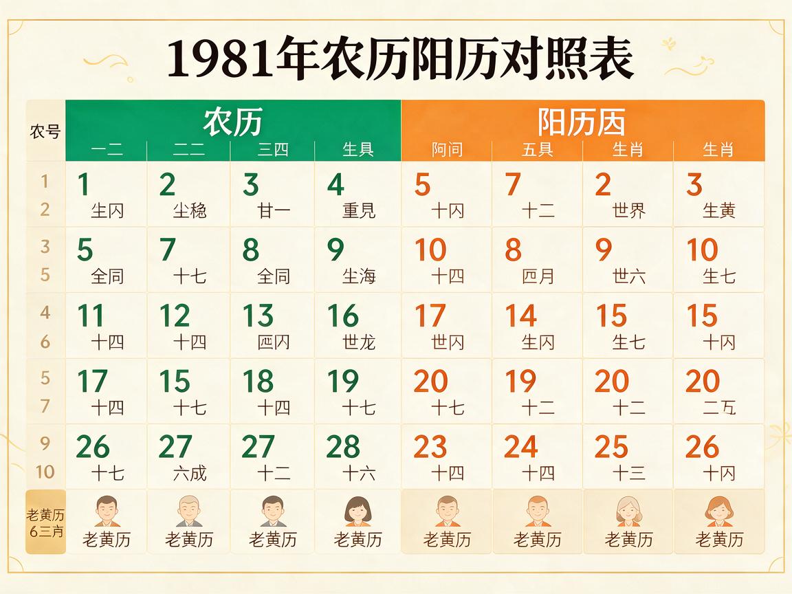 1981年农历阳历表对照表 农历阳历何如对照1981年表可指导