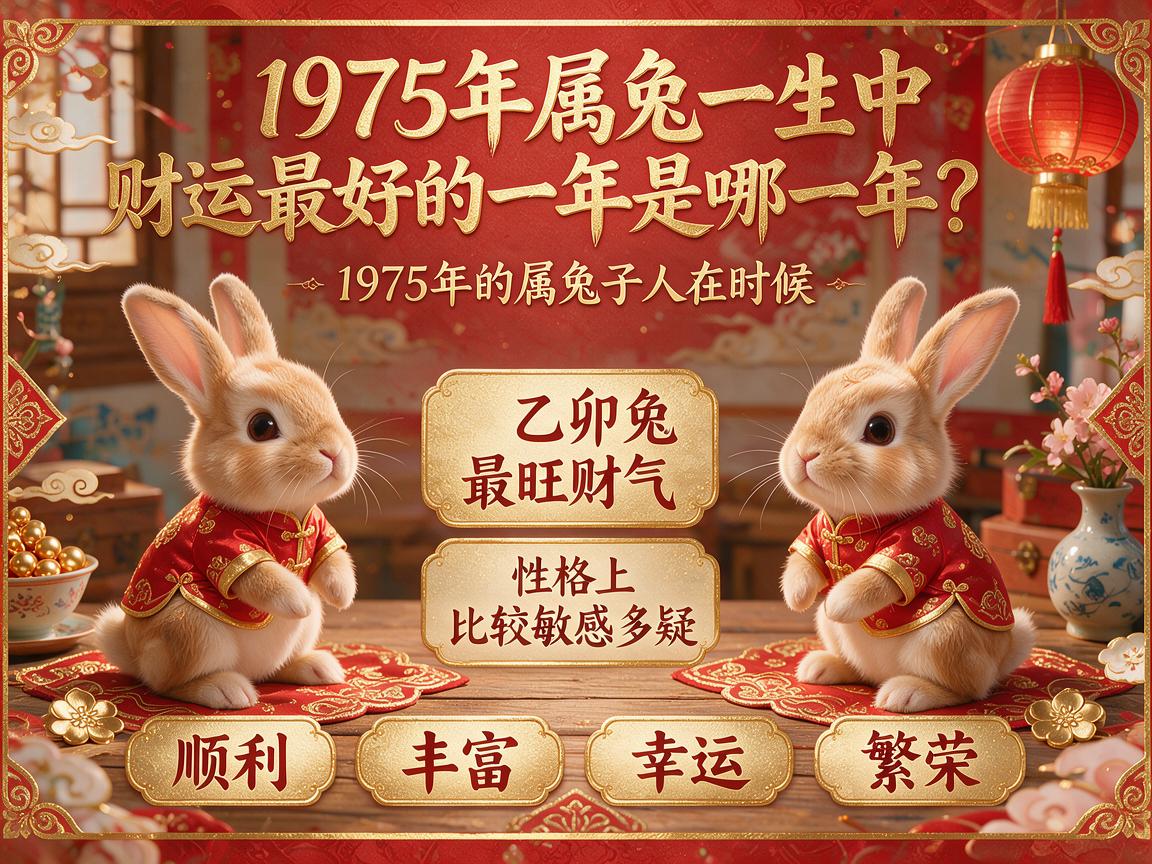 1975属兔人一生财运哪年最旺 1975年属兔人最旺财运在哪年
