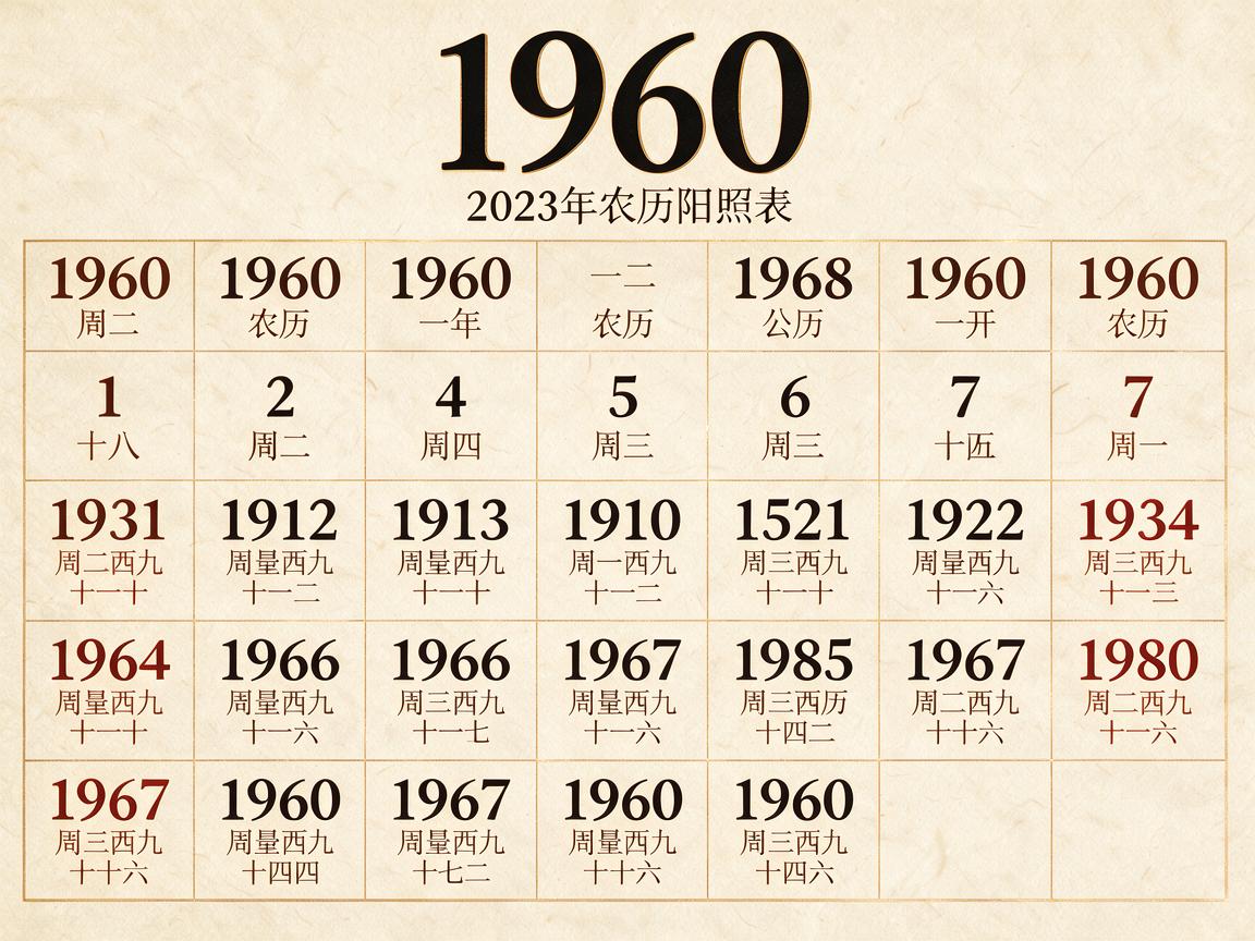 1960年日历农历阳历表 1960年的日历有哪些农历和阳历日期