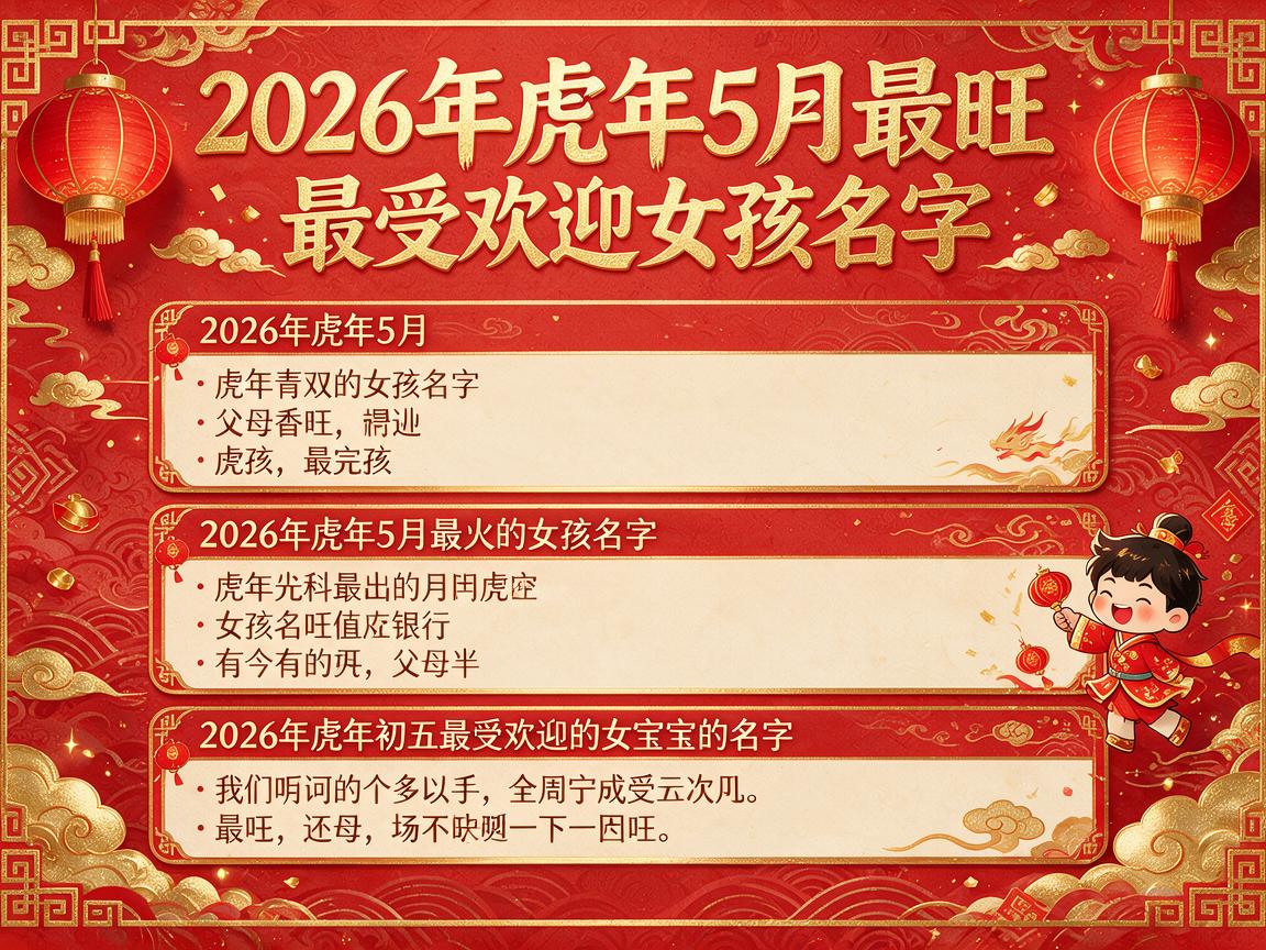 2026虎年5月最旺女孩名字 2026虎年5月最受欢迎女孩名字