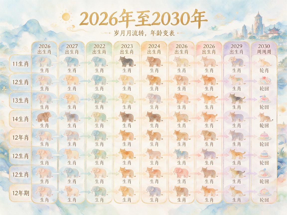 2026至2030年属相对照表  生肖年龄对照表2030