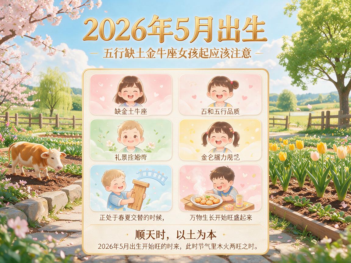 2026年5月出生八字五行缺土金牛座女孩起哪些名字合适