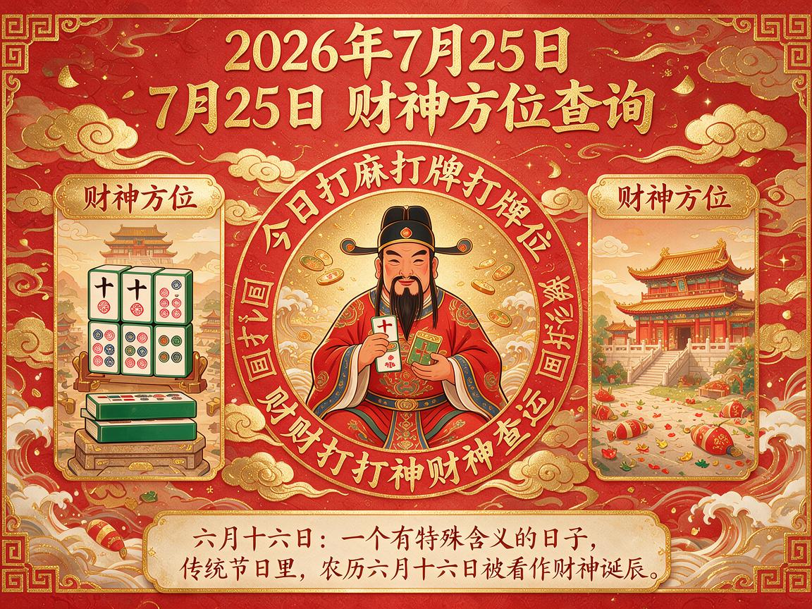 2026年7月25日财神方位查询 今日打麻将打牌财神方位 2026年7月25日财神方位查询 今日打麻将打牌财神方位