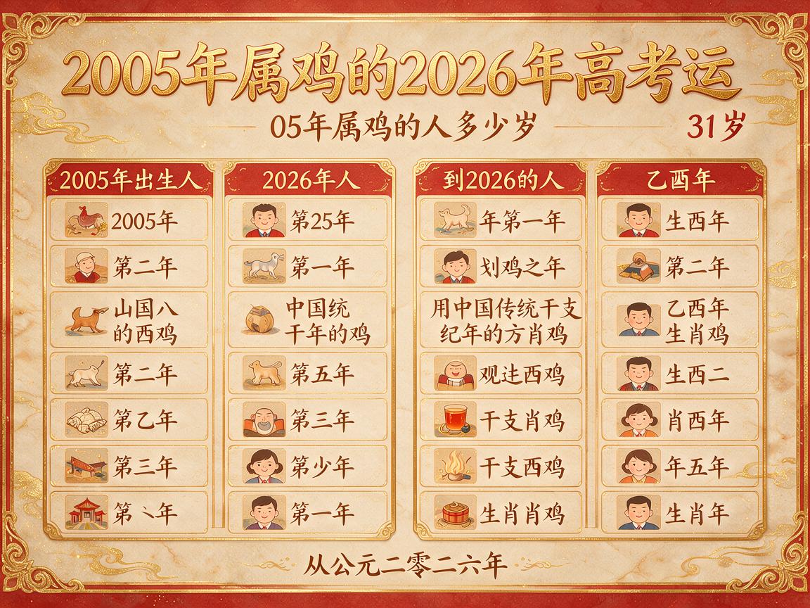 05的属鸡的2026多少岁  2005属鸡2026年高考运