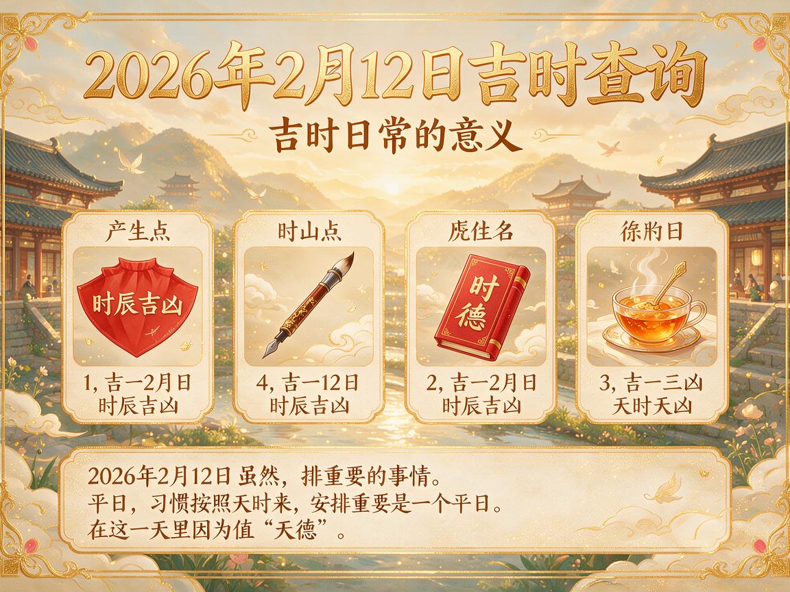 2026年2月12日吉时查询 2026年2月12日时辰吉凶