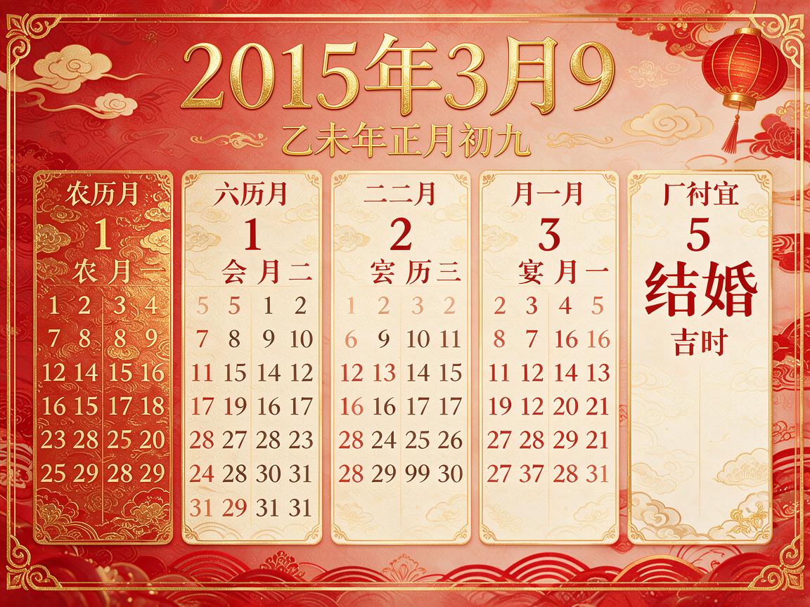 2015年3月9日黄历查询 农历多少 是什么日子 结婚吉时