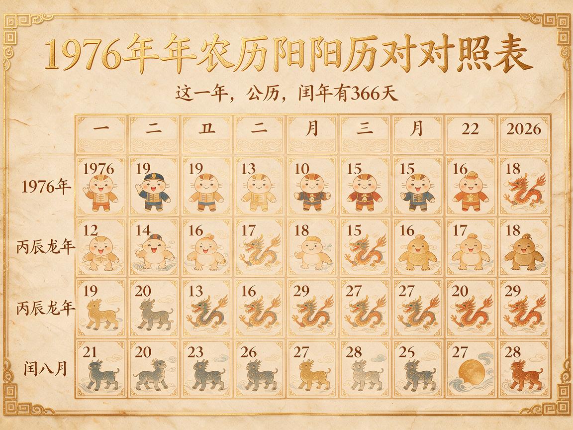 1976年农历阳历对照表 1976年农历阳历对应表在哪里找