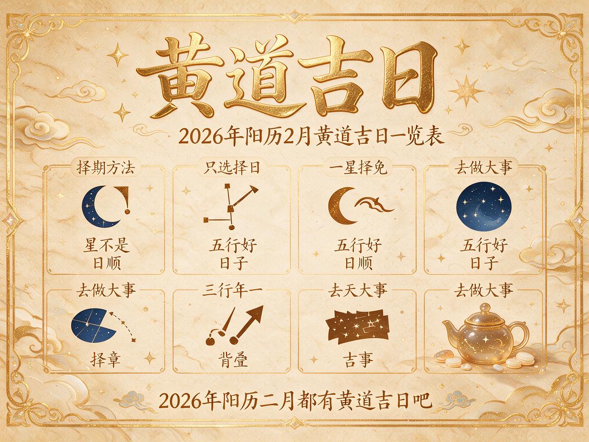 2026年阳历2月黄道吉日一览表