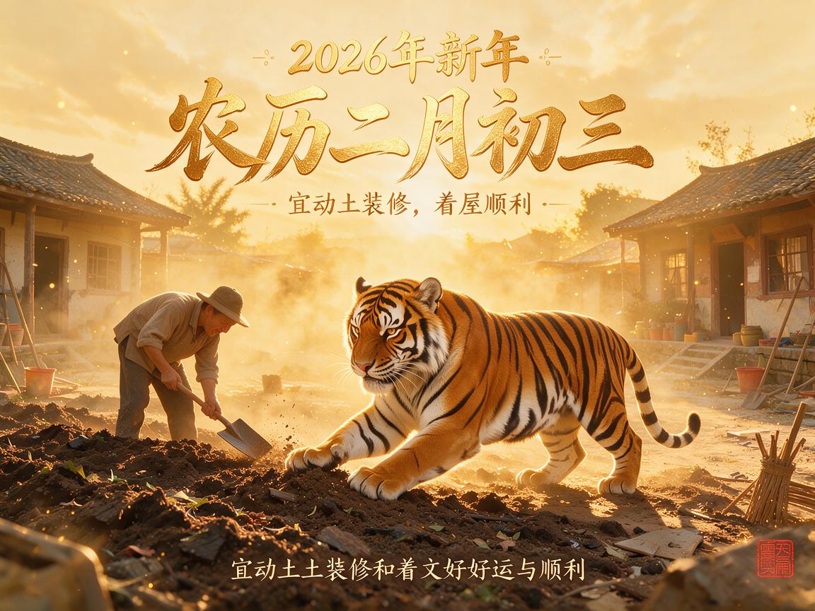 2026虎年二月初三是不是装修动土吉日